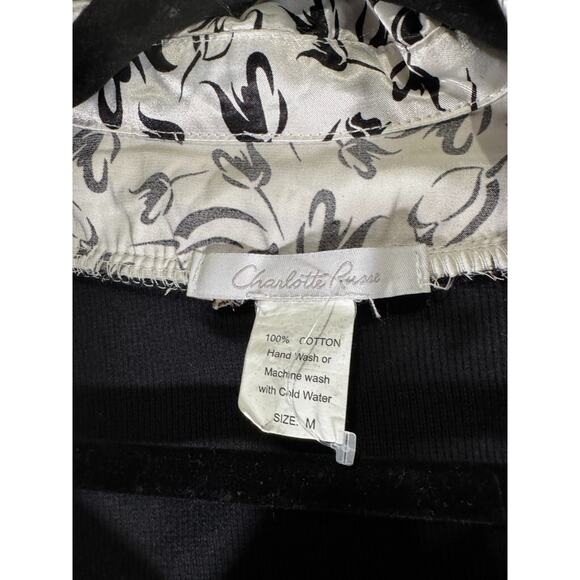 VTG Charlotte Russe Top Women's M Black 90's Y2K Babydoll Knit Collar Grunge - Picture 2 of 5